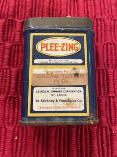 Vintage Plee -Zing Cream of Tartar Tin Chicago 3.5” Tall x 2