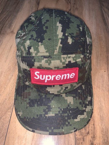 Vintage OG Supreme Green Digital Camo Red Fat Patch Box Logo Camp Cap 2003