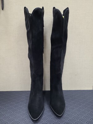 New Blondo Waterproof Western Knee High Black Suede Boots Size 9M