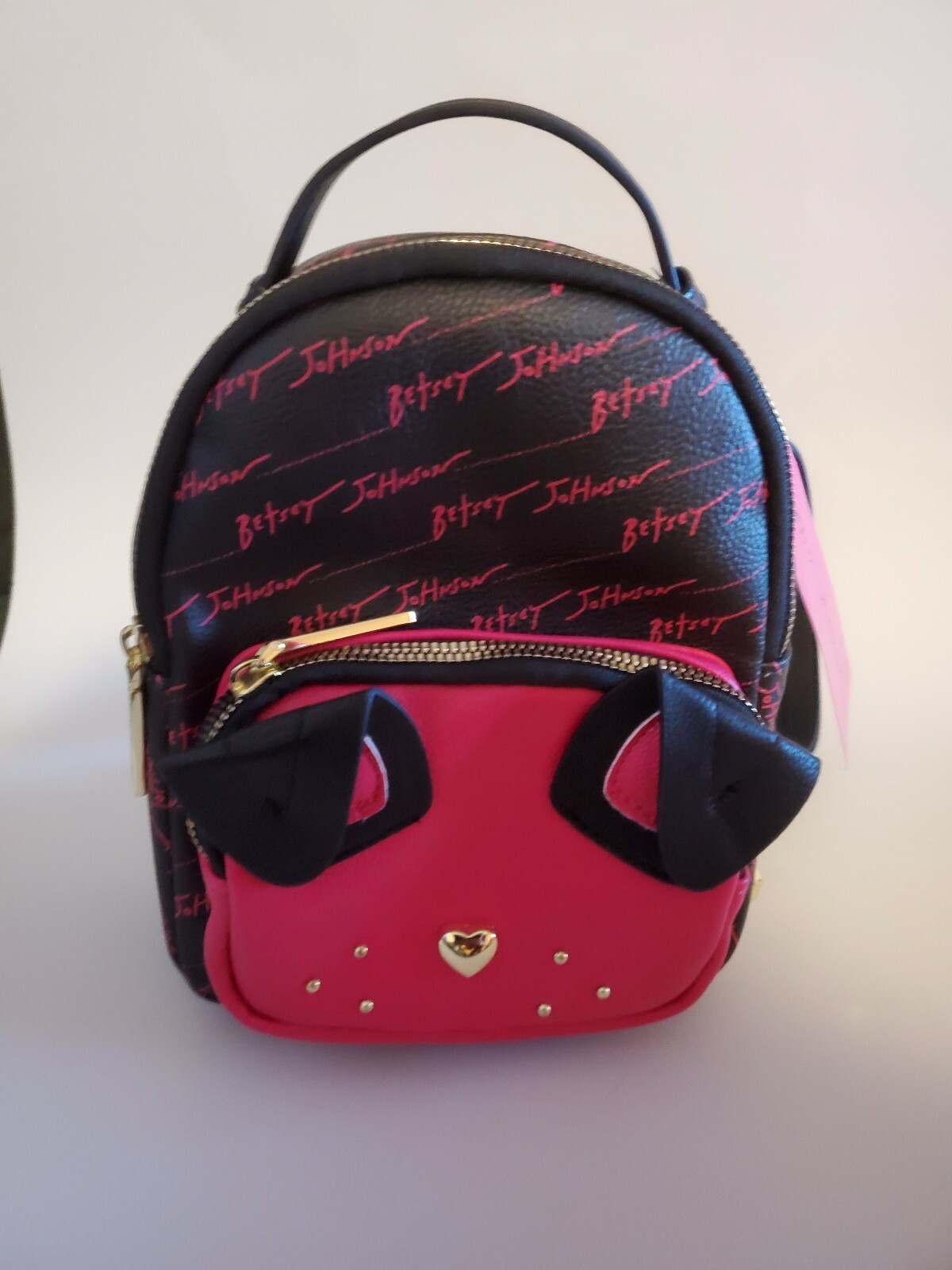 Betsey Johnson Black and Pink Dog Mini Kitsch Backpack - NWT  display picture 3
