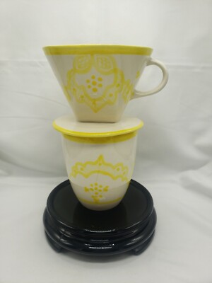 Le Souk Ceramique Single Pour Over Coffee Cup Yellow Print