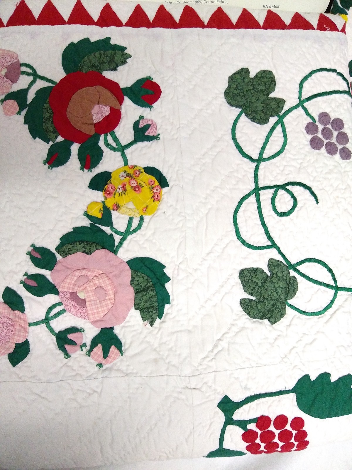Vintage - New - BRIDE'S - BRIDE QUILT - APPLIQUE - Queen - 2 Shams - Cotton