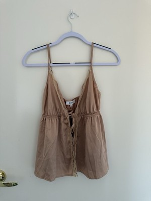 Dazie Cami, Size 10, Brown Camisole, Open Front, Strappy, Boho Festival, Flowy