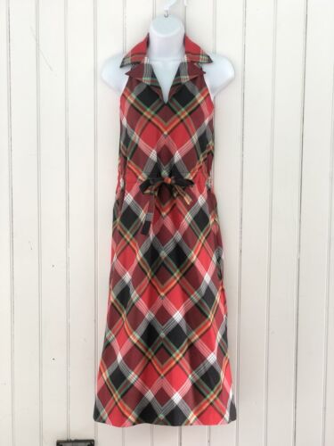 Craig Red Check Plaid Cotton Sundress Dress Sz 3/ 4 Small Craig Red Check Plaid Cotton Sundress Dress Sz 3/ 4 Small
