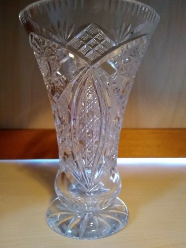 Vintage American Brilliant? Vase Heavy Clear Cut Glass 7