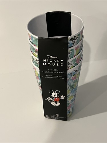 Disney Summer Set of 4 Tropical Hawaii Beach House Mickey Mouse Melamine Cups