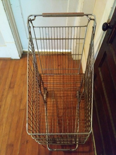 Antique Shopping grocery Cart Industrial Design Vintage Wire Streamline Original