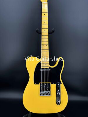 Yellow TL Electric Guitar Maple Fretboard Black Pickguard Chrome Hardware