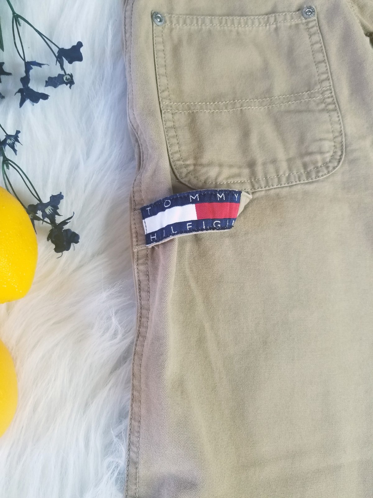 Vintage Tommy Hilfiger Khaki Pants Girls Sz 8 Classic Retro Logo Spellout