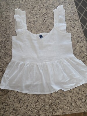 NWOT OLD NAVY WHITE PEPLUM EYELET TOP SIZE LARGE