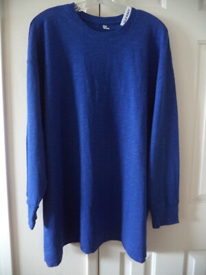 Cobalt Royal Blue Side Slit Tunic Long Sleeve Oversize Tee XL 18 20 22 1X 2X XL