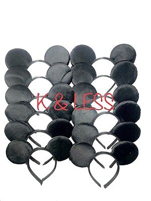 24pc Mickey Mouse Ears All Black Solid Headband Birthday Favors Minnie Costume 