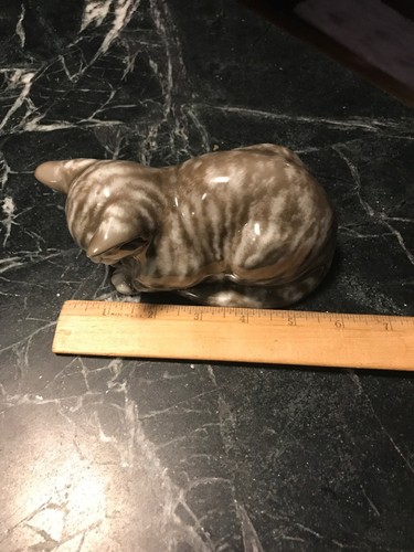 RARE Vtg Rosenthal Porcelain Sleeping Cat #1304 Himmelstoss Grey 6” Germany