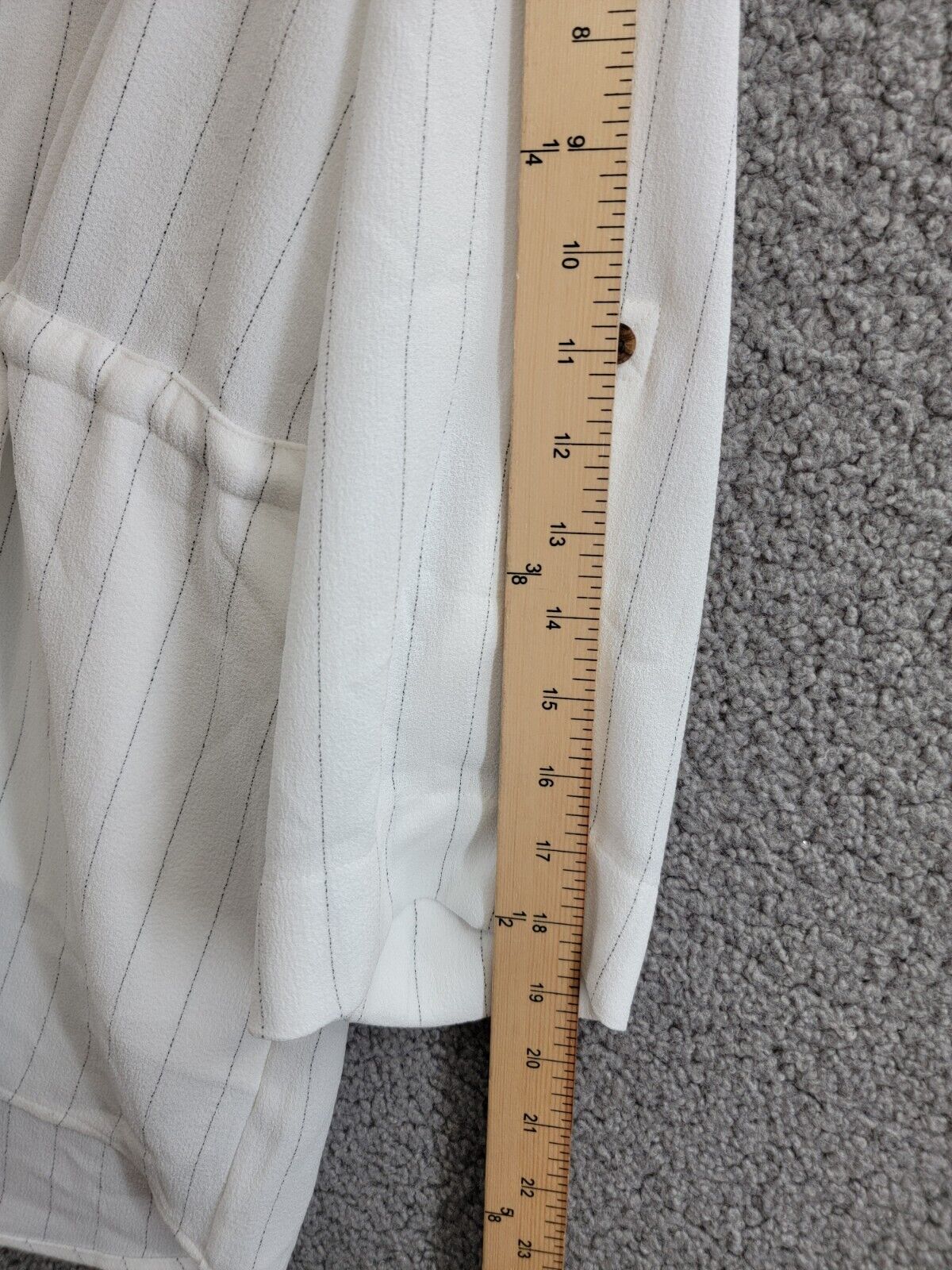 Calvin Klein Striped Drawstring-Waist Tunic Blouse Women's S Soft White Collared - Picture 5 of 17