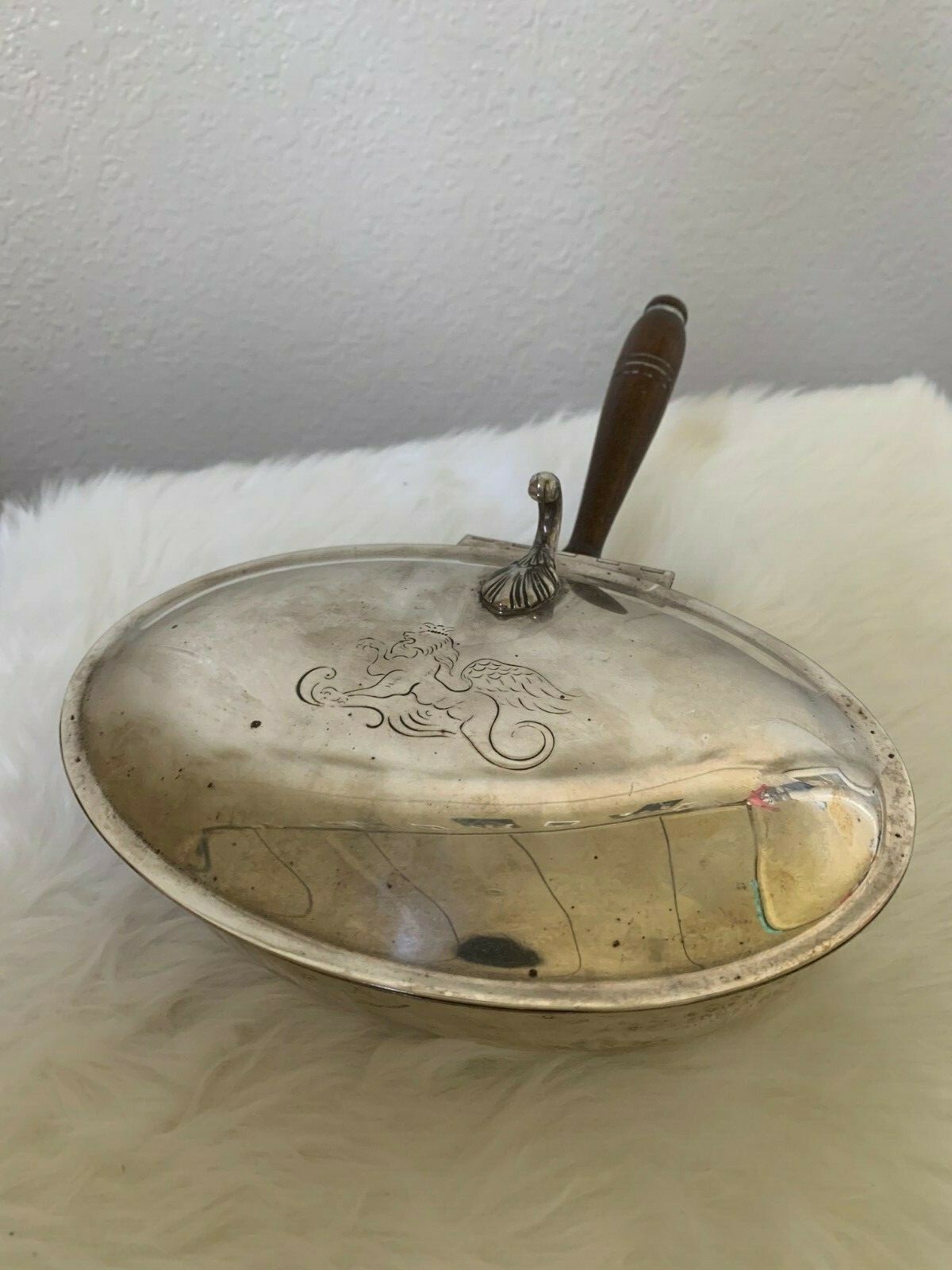 Antique Vintage Silver Plated Silent Butler w/Griffin