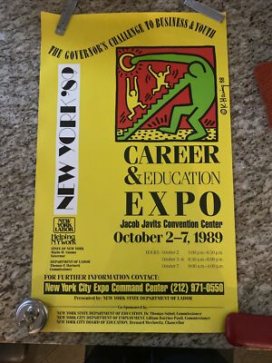 Keith Haring NY 1989 career expo poster deadstock estate find New York Labor