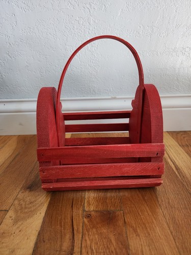 Vintage Strawberry Basket W/ Handle Painted Wooden Sawmill Critters