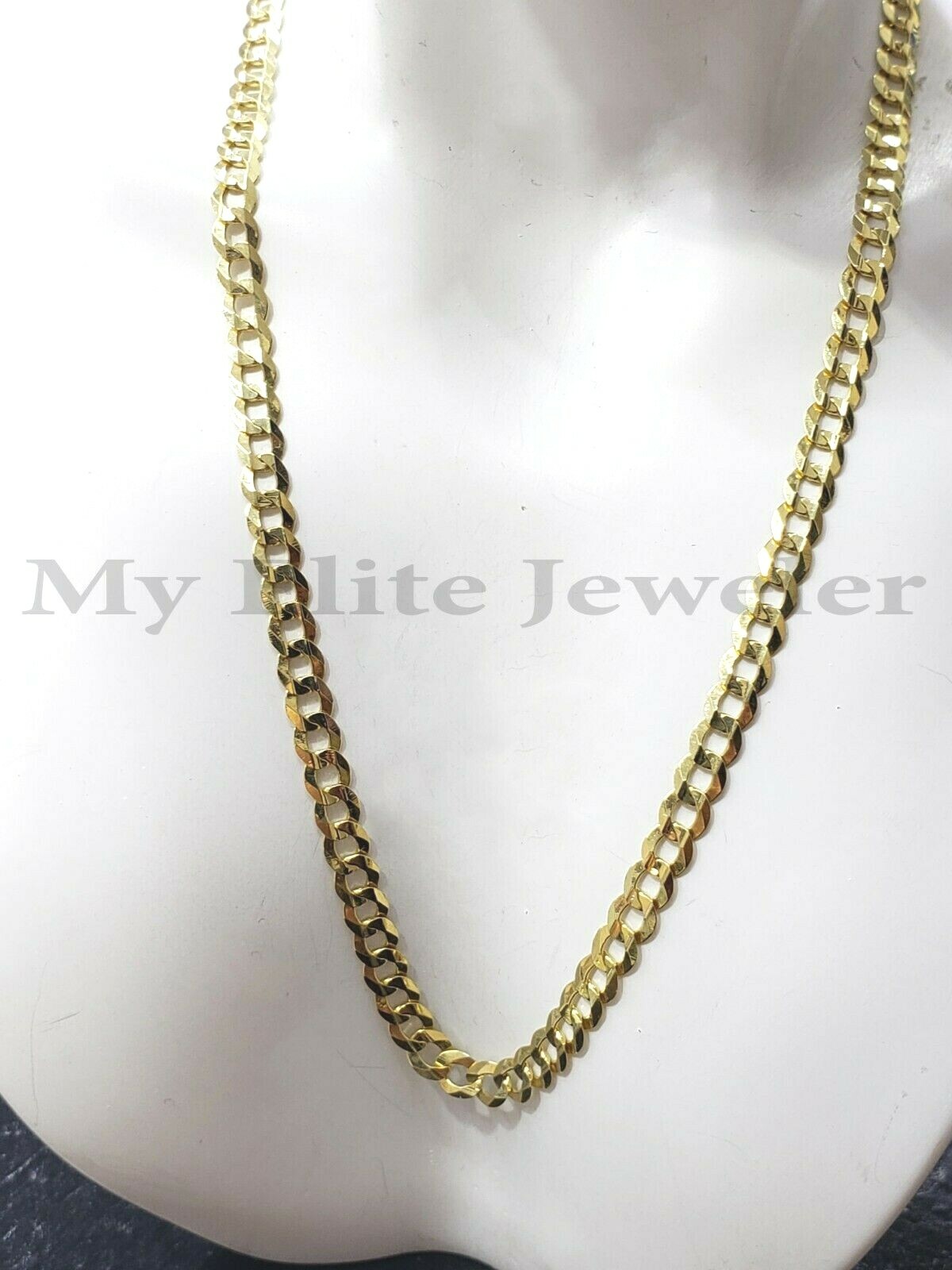 Pre-owned My Elite Jeweler Solid 14k Yellow Gold Ladies Chain 15 Inch Cuban Curb Link 3.5 Mm Short Necklace