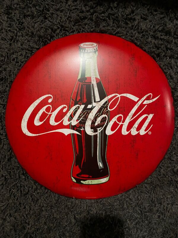 Large Round Metal Reproduction Coca Cola Sign!