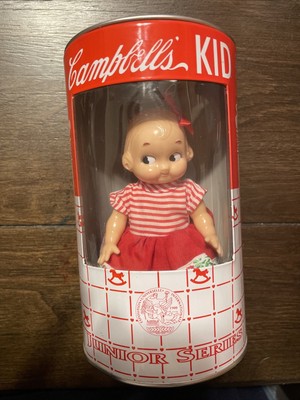 Vintage Campbells Soup Kid Gir Doll Junior Series Horsman 1998 In Metal Can Bank