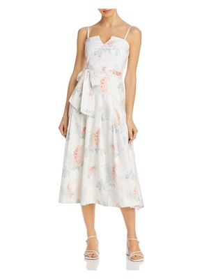 

REBECCA TAYLOR Женское белое платье миди с регулируемым поясом на подкладке, Белый