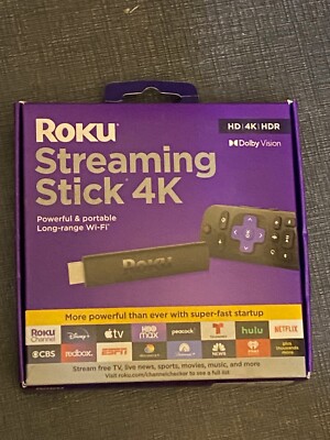 Roku Streaming Stick 4K/HDR/Dolby Vision Streaming Device + Voice Remote  