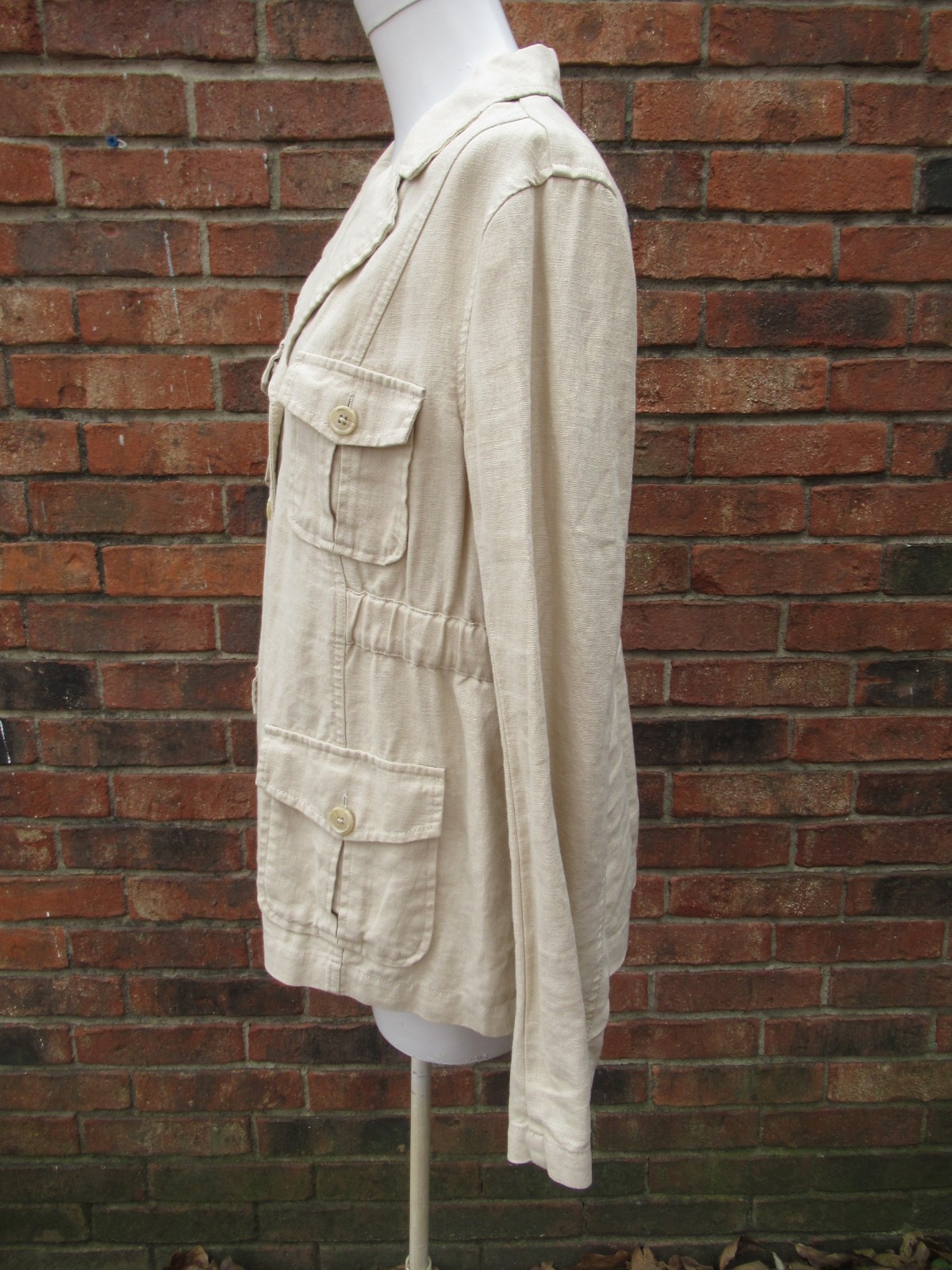 Motherhood Maternity Medium Long Sleeve Beige Linen Button Front Jacket