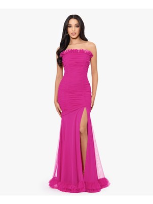 BLONDIE NITES Womens Pink Mesh High-slit Lined Sleeveless Dress Juniors 3
