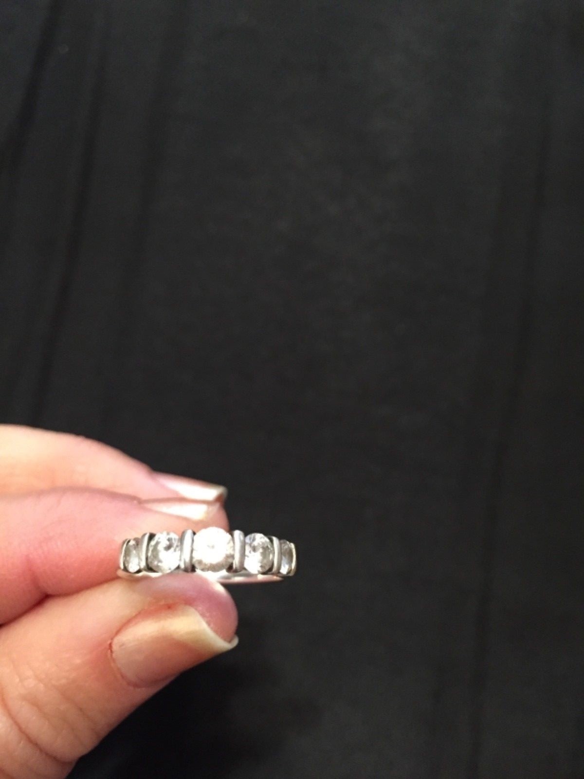 Cubic Zirconia Round 5 stone Wedding Anniversary Band Ring Sterling Silver 6 3/4
