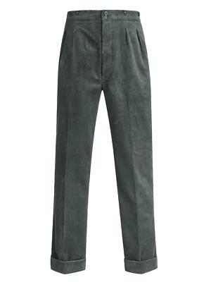 1930s 1940s Style Edwin Vintage Style Corduroy Pants - Moss