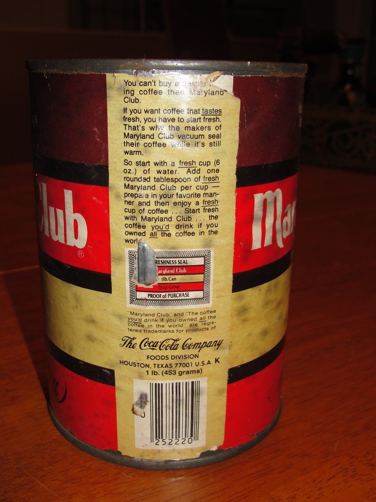 Vintage Lot Maryland Club Drip 16 ozs Tin Metal Coffee Can W/O Lid - Paper Label