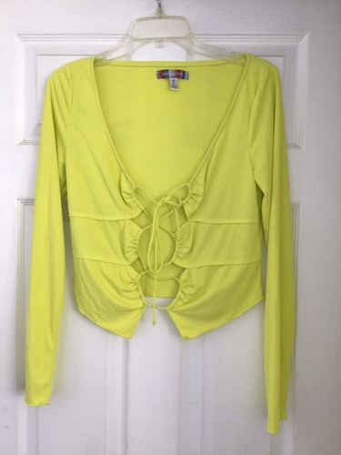 neon yellow long sleeve crop top
