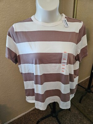 BRAND NEW: Women's OLD NAVY Size XXL Vintage Striped Round neck 100% Cotton Top