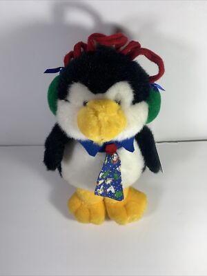 Chrisha Creations Playful Plush Penguin Ear Muffs Merry Xmas Tie Christmas