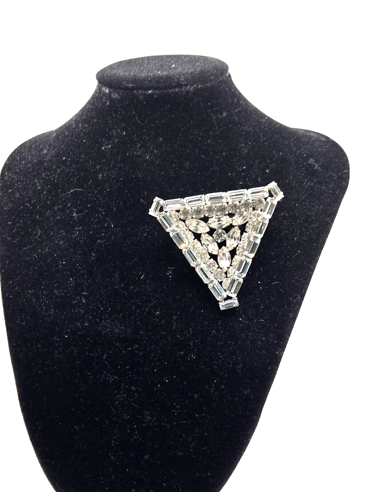 Vintage Jay Flex Sterling Signed Reverse Layered Brooch w Baguettes 2 inch rare
