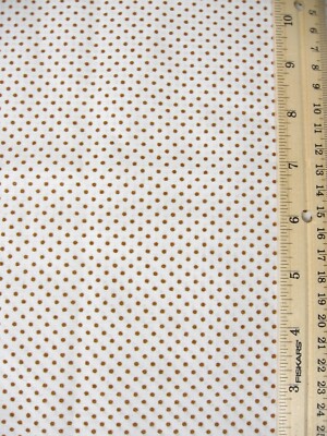 Vintage Brown Flocked Dot on White Fabric - 44'' X 29'' Piece