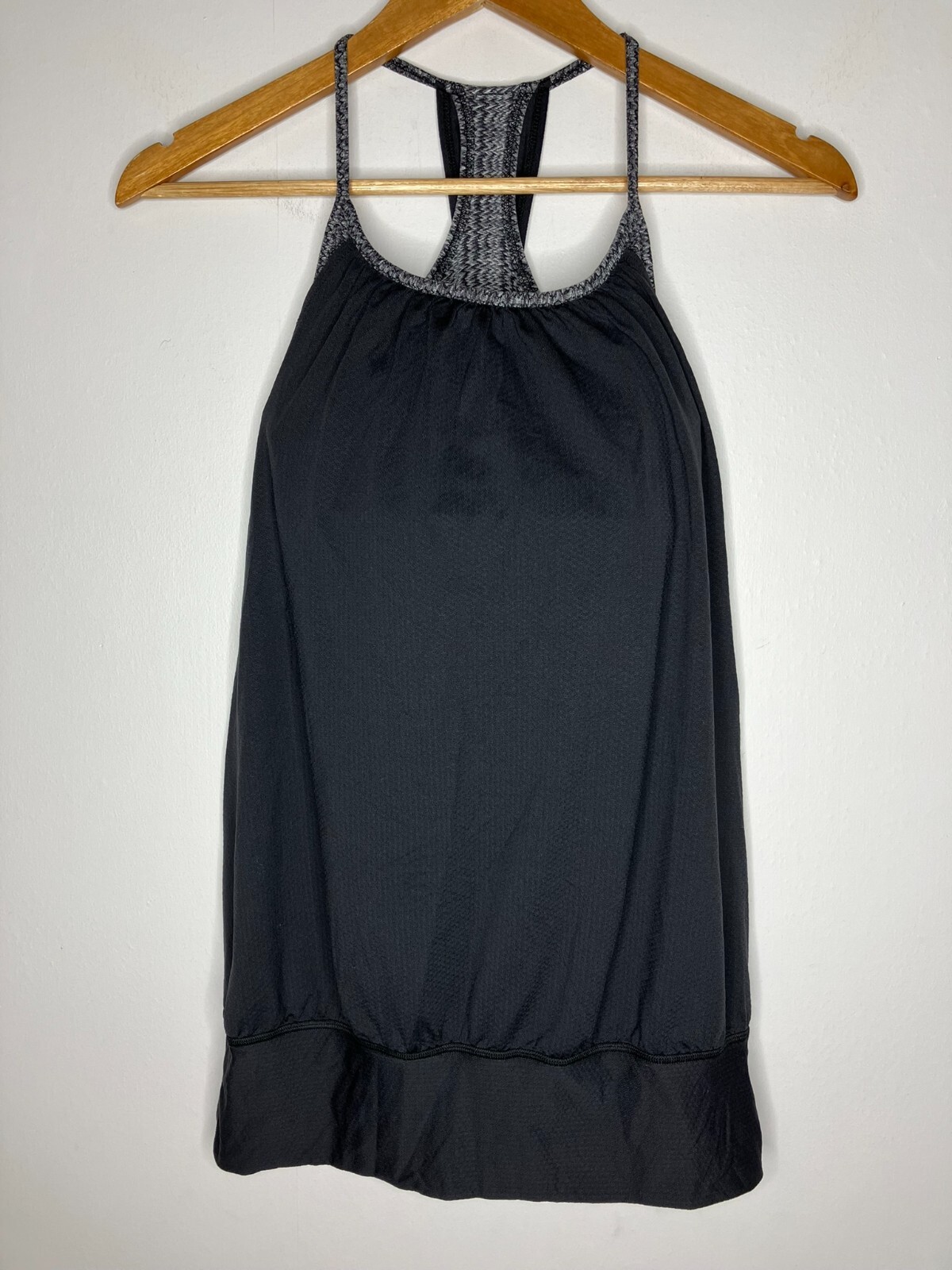 Lululemon Tank Top with Sports Bra Attached Gray Black Size