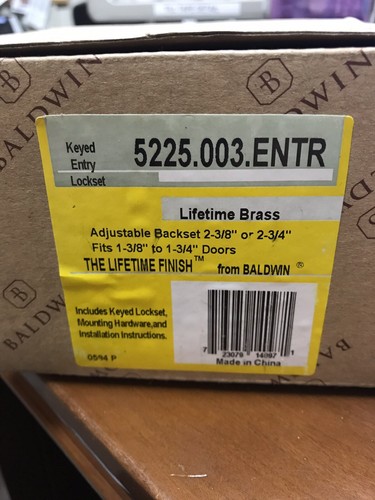 Baldwin 5225.003.ENTR Lifetime Brass Keyed Entry Lockset