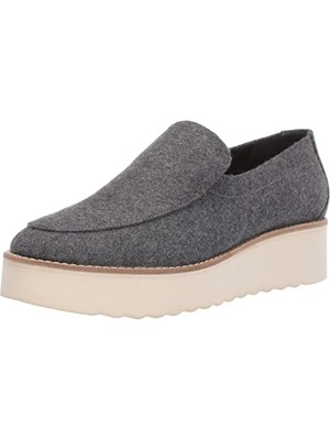 VINCE. Женские серые мокасины на танкетке Zeta с круглым носком на платформе 1, 5 М