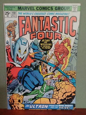 Fantastic Four #150 (Marvel 1974) Wedding Quicksilver & Crystal,  5.5