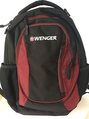 Wenger Black and Maroon Three Pocket Backpack NWOT