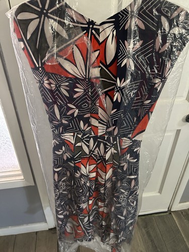Pre-owned Tory Burch Acoma Pottery Silk Wrap Midi Dress Sz 0 $595 Msrp In Red