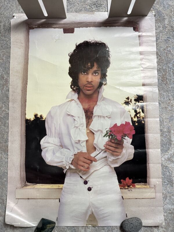 1984 Prince White Shirt Blouse Flower PRN Production Poster ORIGINAL 22" x 31"
