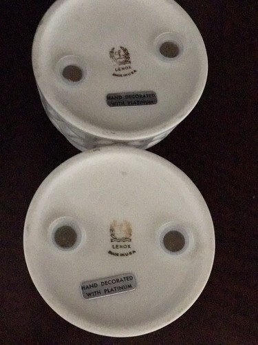 Pair Vintage Lenox Candleholders Echo Collection - Platinum trim - wi/stickers