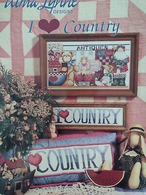 Alma Lynne ''I Love Country'' counted cross stitch; 2 colorful designs!