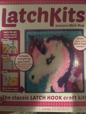 Kahootz Latchkits Unicorn Mini-Rug Kit Latch Hook Crafts New