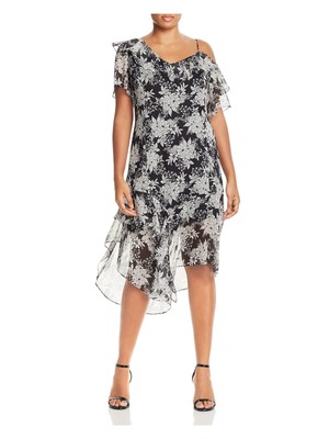 

Женское черное асимметричное вечернее платье миди VINCE CAMUTO Plus, Черный
