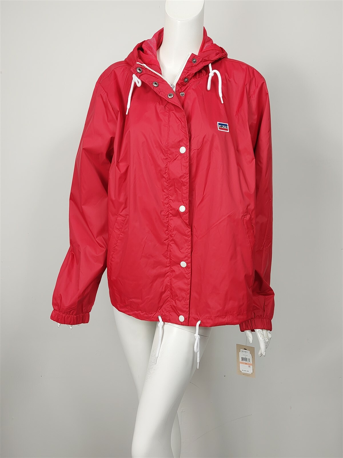 【Anyone more】Leah nylon hood windbreaker jacket LEVI'S Red Nylon Logo Hooded Snap Front Windbreaker Jacket