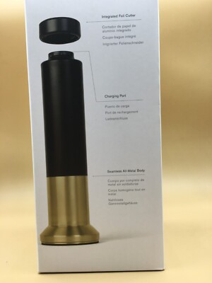 NIB Electric Corkscrew Wine Opener with Coaster by RBT Rabbit. Rechargeable gold