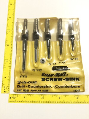 Stanley Screw Mate Screw Sink Set Boatbuilder Countersink Drill
